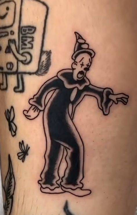 Koko The Clown Tattoo, Betty Boop Snow White, Koko The Clown, Fleischer Studios, Dark Skin Tattoo, Places To Get Tattoos, Traditional Tattoo Inspiration, Clown Tattoo, Alien Tattoo