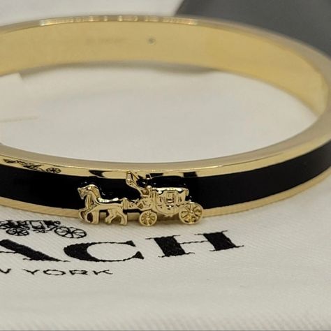 Coach Nwtstunning Bangle Bracelet! Classic Horse And Carriage Design! Amazing Addition To Your Coach Collection! Coach Bracelets Bangles, Coach Formal Bangle Jewelry, Coach Bracelets Gold, Coach Bracelets, Luxury Gold Coach Jewelry, Luxury Gold Coach Bracelets, Black Bangle, Coach Jewelry, Disney Bracelet