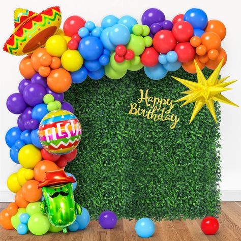 PRICES MAY VARY. GREAT VALUE MEXICAN PARTY DECORATIONS - The 129pcs mexican party decorations include 5 giant inflatable foil balloons: 1 cactus balloon, 1 sombrero balloon, 1 llama balloon, 1 fiesta balloon(18"), 1 star balloon(22"); 121pcs multicolor latex balloons(5"+10"+12", 7 colors); 100 glue points, 5m balloon chain, 10m ribbon. This is a complete and fantastic set of mexican theme party decorations. The distinct mexican atmosphere guarantees joy and high spirits for everybody throughout Fiesta Balloon Arch, Mexican Birthday Party Decorations, Mexican Fiesta Party Decorations, Mexican Theme Party Decorations, Fiesta Party Supplies, Mexican Birthday Parties, Mexican Party Decorations, Farm Themed Birthday Party, Mexican Fiesta Party