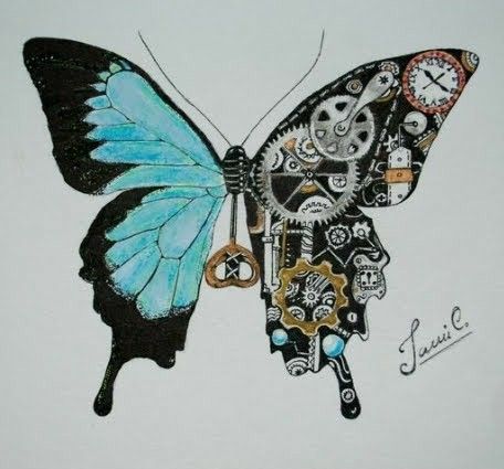 Robot Butterfly Drawing, Steampunk Drawing Ideas, Steam Punk Drawing, Steampunk Drawings, Drawing Steampunk, Steampunk Art Drawing, Steampunk Drawing, Steampunk Butterfly, Steampunk Glasses