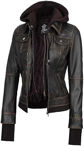 Hooded Leather Jacket Women - Real Lambskin Womens Leather Jacket with Hood Maroon Leather Jacket, Dark Brown Leather Jacket, Womens Moto Jacket, Womens Black Leather Jacket, Black Leather Biker Jacket, Leather Jacket With Hood, Confident Style, Jacket With Hood, Brown Leather Jacket