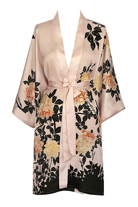 Bridal Kimono Robe, Como Fazer Short, Bride Dressing Gown, Kimono Online, Short Kimono Robe, Bridal Kimono, Old Shanghai, Satin Robes, Robes For Women