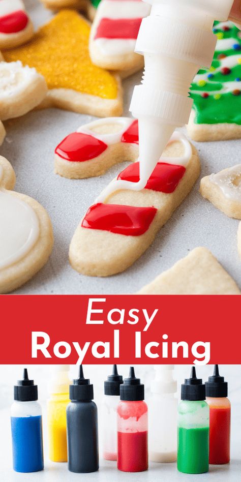 This is the only royal icing recipe you'll ever need! With no meringue powder needed, my secret ingredient makes this icing harden perfectly. Plus, I'm sharing my expert tips on adjusting your icing to the perfect consistency, coloring, and storing your icing. Royal Icing Recipe Without Meringue Powder, Royal Icing Without Meringue, Flooding Icing Recipe, Royal Icing Without Meringue Powder, Cookie Icing That Hardens, Decorating Icing Recipe, Easy Royal Icing, Best Royal Icing Recipe, Icing Glaze