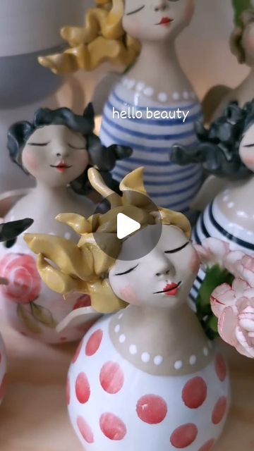 Ceramics Videos on Instagram: "Wheel throwing flower angels by @elbtraeumer_atelier   #wheelthrownpottery #wheelthrowing #wheelthrownceramics #pottery #potteryart #ceramic #ceramicart #ceramicangels #potterylife #ceramiclife #handmade #handmadepottery #handmadeceramics" Clay Angels Handmade, Angel Pottery, Ceramic Angels Sculpture, Ceramic Videos, Ceramics Videos, Angel Ceramic, Clay Angel, Pottery Angels, Clay People