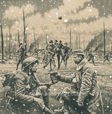 CHRISTMAS TRUCE - Aces High Christmas Truce, Military Cross, Christmas Carols, Powerful Images, Play Soccer, Aviation Art, Colored Highlights, If Only, Military Art