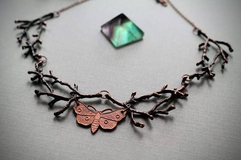 FoxwoodForest Nature Themed Wedding, Woodland Jewelry, Branch Necklace, Bird Jewelry, Copper Chain, Copper Metal, Choker Necklaces, Vintage Copper, Metal Necklaces