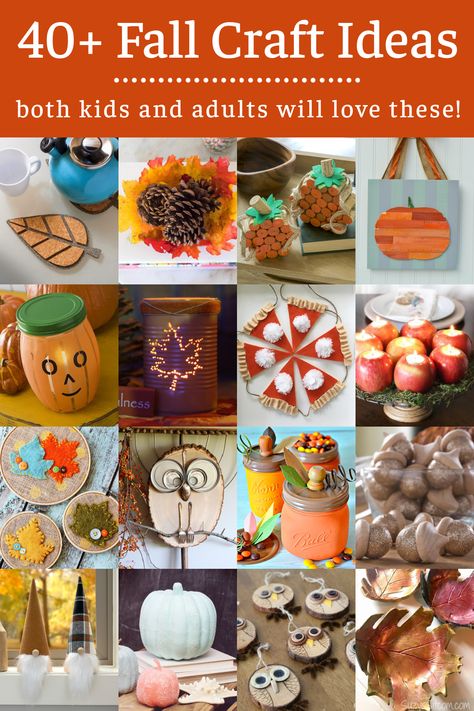 Learn how to make these EASY fall crafts that both kids and adults will love! Featuring pumpkins, acorns, leaves, owls, and more. Get great ideas for gifts or decor. Fall Modge Podge Crafts, Paper Leaf Decor, September Decorations, Thanksgiving Craft Ideas, Fall Crafts For Adults, September Crafts, Acorn Decorations, No Carve Pumpkin Decorating, Fall Centerpieces