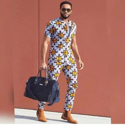 Ankara Trousers for Men: How to Style Like a Classic Man – Svelte Magazine Ankara Trouser For Men, Ankara Style For Men, Black Gods, Ankara Shirt, Ankara Trousers, Nigerian Men Fashion, Latest African Men Fashion, African Attire For Men, African Dresses Men