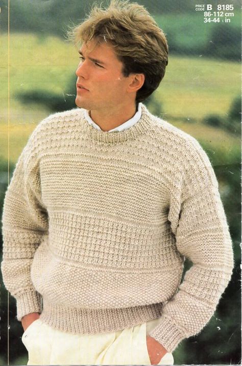 Mens Knit Sweater, Tokyo Street Fashion, Chunky Jumper, Sweater Knitting Pattern, Jumper Knitting Pattern, Chunky Knitting Patterns, Country Casual, Knit Men, Grunge Look