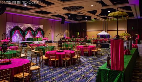 green and fuschia wedding | Fuchsia, Gold and Emerald Green at an Orlando Indian Wedding designed ... Emerald Green And Fuschia, Emerald And Hot Pink Wedding, Emerald Green And Fuschia Wedding, Fuschia Wedding Centerpieces, Magenta Emerald Wedding, Emerald Fuschia Gold Wedding, Fuschia Pink Color, Fuschia Wedding, Round Wedding Tables