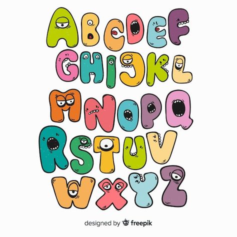 Free vector lovely halloween alphabet | Free Vector #Freepik #freevector #halloween-pumpkin #halloween #halloween-characters #halloween-text Cute Fonts Alphabet, Hand Drawn Alphabet, Halloween Alphabet, Lettering Styles Alphabet, Lettering Guide, Doodle Characters, Cartoon Font, Typography Alphabet, Canvas Learning