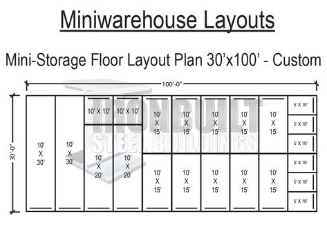 self storage unit floor plans | mini storage advantages every ironbuilt mini storage warehouse is 100 ... Storage Units Rental, Storage Units Business, Storage Unit Building Plans, Storage Blueprints, Self Storage Facility Design, Storage Unit Business, Attic Storage Organization, Vending Business, Warehouse Layout