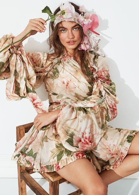 Floral Dresses | GRAZIA Magazine | Zimmerman Dress, SHOP NOW | Fashion Editorial Photo Shoot Floral Dress Photoshoot, Zimmerman Dress Floral, Floral Styled Shoot, Model Flower Fashion Photography, Floral Editorial Fashion, Floral Editorial Shoot, Floral Dress Editorial, Zimmerman Dress, Zimmermann Botanica Petal Gown