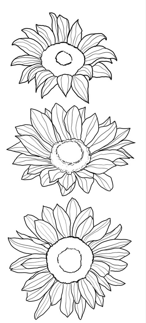 Sunflower Tattoo Template, Sunflower Tattoo Stencil, Sunflower Outline, Animals Reference, Burned Hats, Traditional Style Tattoo, Pencil Drawings For Beginners, Sunflower Drawing, Floral Tattoos