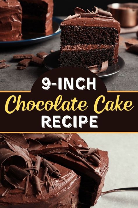 Try this 9-inch chocolate cake recipe when you want to impress your guests! It makes the richest, moistest, most wonderful dessert! Moistest Chocolate Cake Ever, 9 Inch Chocolate Cake Recipe, 9 Inch Chocolate Cake, 9 Inch Cake Recipe, 9 Inch Cake, Small Chocolate Cake, Cake Recipes Uk, Fluffy Chocolate Cake, Chocolate Cake From Scratch