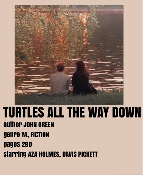 Turtles All The Way Down Poster, Aza Turtles All The Way Down, Aza And Davis, Turtles All The Way Down Aesthetic, Turtles All The Way Down, Aza Holmes, Poster Wall Ideas, 2024 Books, Girl Struggles