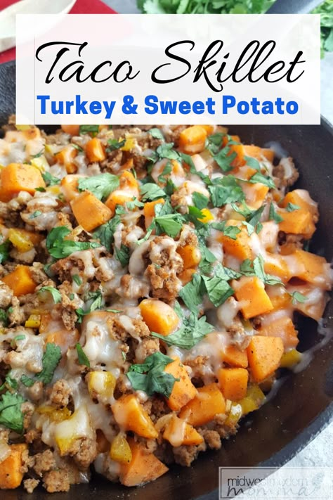 Ground Turkey Sweet Potato, Turkey Ground, Sweet Potato Hash Recipe, Turkey Sweet Potato, Potato Hash Recipe, Potato Skillet, Sweet Potato Skillet, Hash Recipe, Paleo Meal Plan