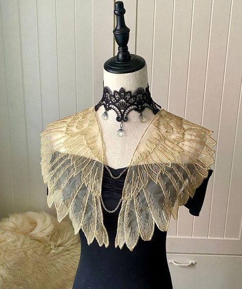 Modern Fantasy Clothing Art, Fancy Pattern Design, Mythical Outfits, Ornate Clothing, Vintage Goth Dress, Fantasy Costume Design, Lace Wings, Pagan Clothing, Costume Capes