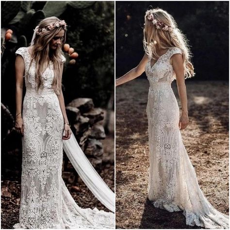 Diamond Wedding Dress, Beach Bridal Dresses, Boho Bridal Dress, Ivory Lace Wedding Dress, Wedding Dress Cap Sleeves, Beach Bridal Gown, Bridal Dresses Lace, Wedding Dress Fabrics, Wedding Gowns Vintage