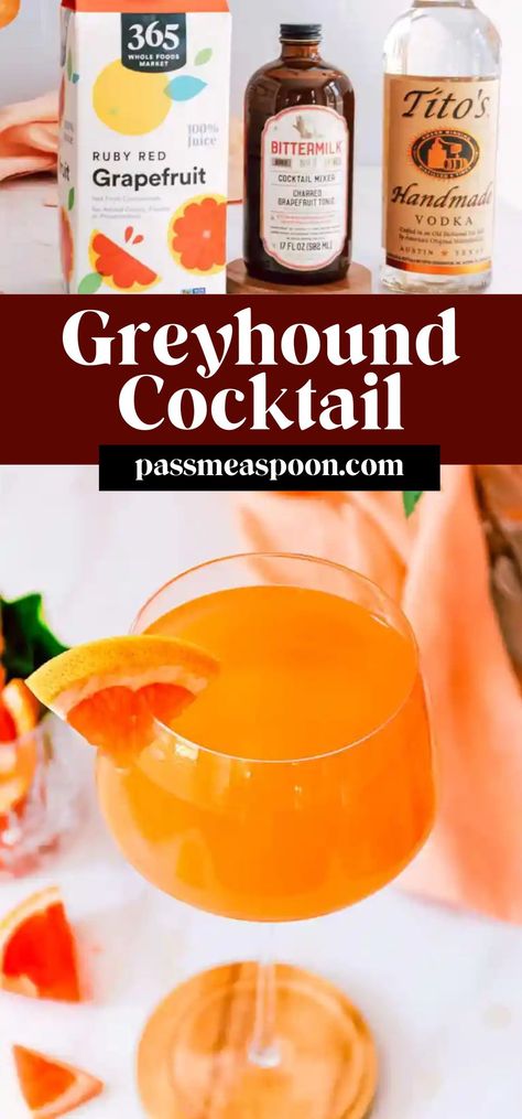 This bright and refreshing greyhound vodka cocktail is perfect for a pre-dinner aperitif or an afternoon cocktail on a warm day. The tangy grapefruit juice provides a burst of flavor balanced by the smooth, crisp vodka. Greyhound Cocktail, Grapefruit Cocktail, Ruby Red Grapefruit, Grapefruit Soda, Healthy Easy Recipes, Vodka Cocktail, Cocktail Mixers, Dinner Ideas Healthy, Healthy Dinner Ideas