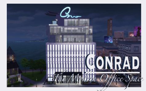 Conrad Modern Corporate Office Space | Simelliot on Patreon Sims 4 Office Build, Sims 4 Office Building Lot, Sims 4 Office Building, Corporate Office Space, Modern Corporate Office, Lotes The Sims 4, Cc Shopping, Office Space Corporate, Detective Story