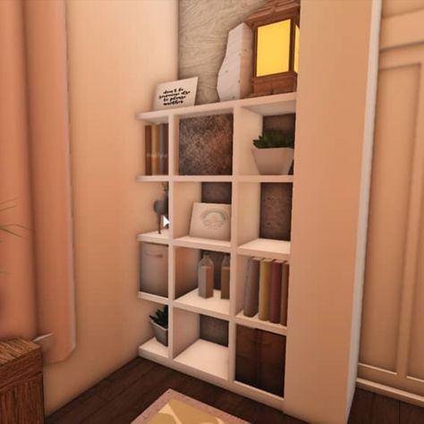 #roblox #robloxbuild #bloxburg #robloxgame Trophy Shelf, Colonial House Exteriors, Blocksburg Room Ideas￼, Diy House Plans, Empty Spaces, Boy Bedroom, Home Building Design, Pantry Storage, Empty Wall