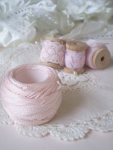 Lace trims Spools Of Thread, Pink Cottage, I Believe In Pink, Lace Doily, Rose Bonbon, Linens And Lace, Tickled Pink, Everything Pink, Lace Ribbon