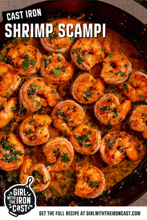 Shrimp Scampi With Cooked Shrimp, Cooked Shrimp Recipes Easy, Shrimp In Cast Iron Skillet, Authentic Shrimp Scampi Recipe, Quick And Easy Shrimp Scampi, Easy Shrimp Scampi Recipe Garlic Butter, Easy Shrimp Scampi Recipe, Cast Iron Skillet Recipes Dinner, Easy Shrimp Scampi