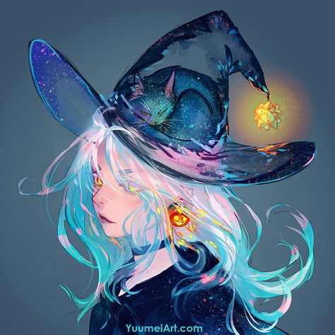 Yuumei Art, Witchy Art, Vie Motivation, Arte Inspo, Witch Art, 판타지 아트, Fantasy Artwork, Witch Hat, Fantasy Character Design