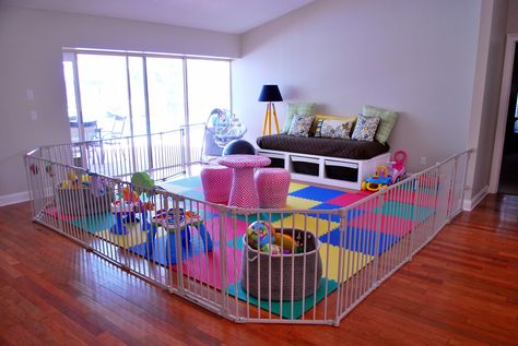 Baby Gate Play Area, Wall Toys, Classroom Rugs, Baby Crib Diy, Baby Play Areas, Base Housing, Living Room Playroom, Baby Playroom, Keep Kids Busy