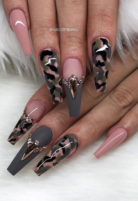 A women's lifestyle destination dedicated to style, entertainment, love, and living beautifully. Army Nails, Ocean Nail, Tiny Nails, Camouflage Nails, Camo Nails, Nail Glam, Classy Acrylic, Gel Pedicure, French Pedicure