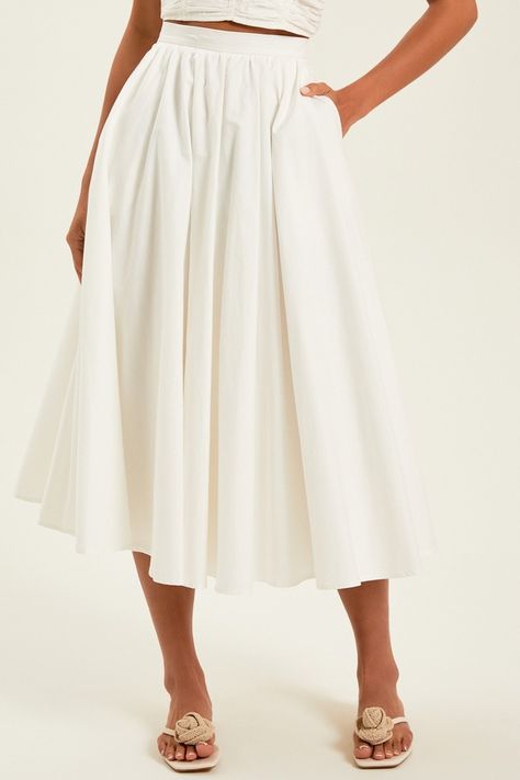 Juliet Poplin Midi Skirt in White | Altar'd State Cute Skirt, Skirts For Women, Altard State, Altar'd State, Cute Skirts, Skorts, Bottom Clothes, Poplin Fabric, Dress Romper