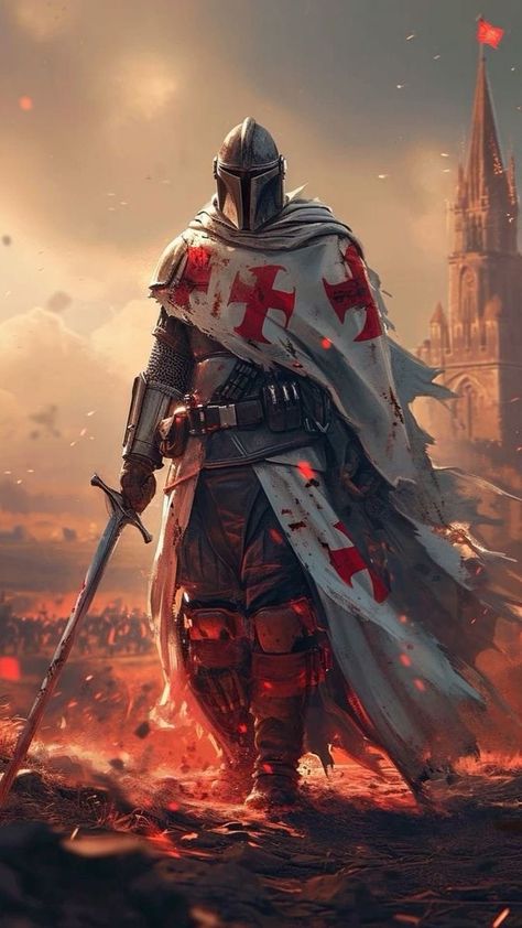 Templar Knight Tattoo, Knight Crusader, Temple Knights, Templar Knights, Knight Tattoo, Knight Templar, Warrior Concept Art, Crusader Knight, Model Painting