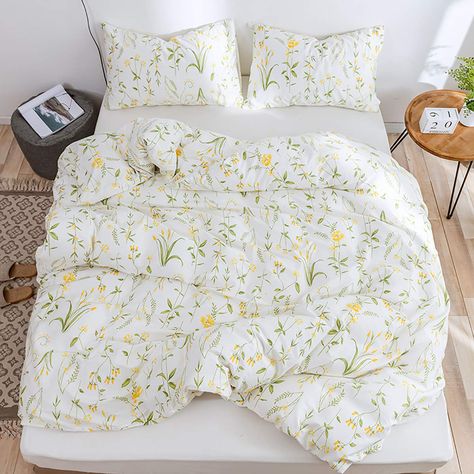 PRICES MAY VARY. ζั͡✿ COTTAGECORE BEDDING - Rural floral duvet cover set is designed in beautiful flower botanical printed pattern. The yellow flower and green leaf pattern brightens up the bedding and put you in the mood for spring all year round. The duvet cover set brings cottagecore fashion into your home, suitable for children, teens, girls, students. Great gift idea for Christmas, Birthday, Children's Day, New Year. ζั͡✿ ORGANIC FABRIC - Closely woven and combed for comfort, lightness and Flower Duvet Cover, Floral Bedding Sets, Reversible Bedding, Flower Duvet, Kids Duvet Cover, King Duvet Cover Sets, Full Duvet Cover, Floral Duvet Cover, Twin Bed Sets