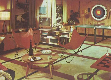 Giki Tiki, Archery Target, Mcm Decor, Basement Bar, Butterfly Chair, Rec Room, Mid Century Modern Design, Archery, The Wall