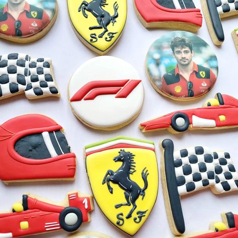 When a Formula 1 fan has their birthday, you make them Formula 1 cookies! #formula1 #formula1cookies #customcookiesireland #custombiscuits #racingcarcookies #leclerc #ferrari #cookiesireland #cookiesdublin ##dublinbaker ##biscuits ##decoratedbiscuits ##decoratedsugarcookies ##decoratedcookies #royalicingcookies #handmadecookies #birthdayfavors #birthdaycookiesdublin #personalisedcookies #formula1racing Formula 1 Cookies Decorated, Formula 1 Party Ideas, F1 Cookies, Formula 1 Cookies, Formula 1 Birthday Party Ideas, Formula One Birthday Party, F1 Birthday Party Ideas, Formula 1 Birthday, 18th Party Ideas