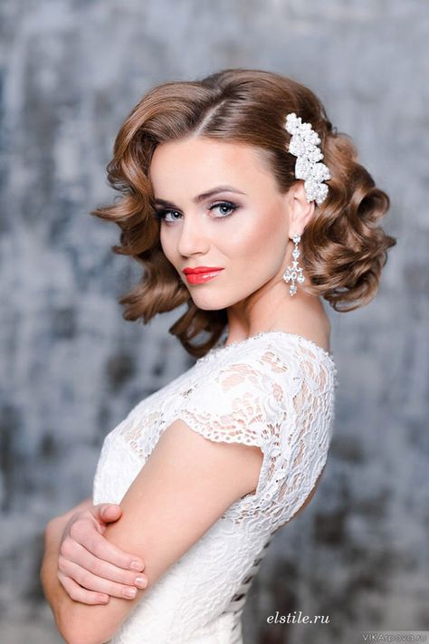 50s Wedding Hair, Loose Curls Wedding, Curly Bridal Hair, Gorgeous Wedding Makeup, Wedding Hairstyles Medium Length, Wedding Hairstyles Bride, Vintage Wedding Hair, Best Wedding Hairstyles, Ombré Hair