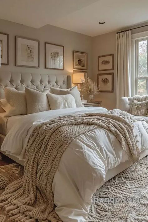 Grey Flooring Bedroom Ideas, Neutral Bedroom Decor, Decor Ideas Bedroom, Bedroom Decor Cozy, Bohemian Bedroom Decor, Woman Bedroom, Modern Bedroom Decor, Bedroom Refresh, Room Makeover Bedroom