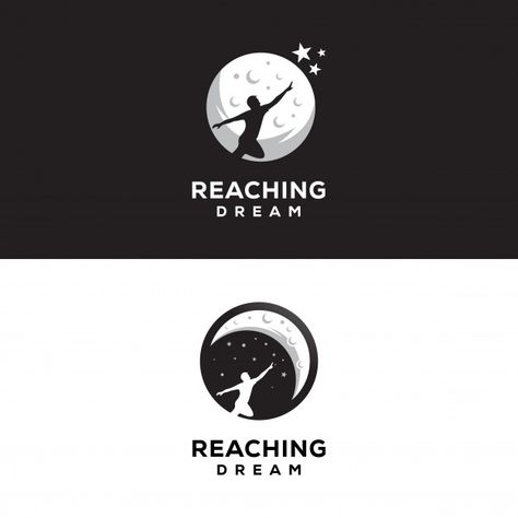 Reaching dream logo night dream logo Pre... | Free Vector #Freepik #freevector #freelogo #freeabstract #freepeople #freekids Latest Graphic Design Trends, G Logo Design, Abstract People, Dream Logo, Office Logo, Logo Idea, Graduation Project, Brand Book, Graphic Design Trends