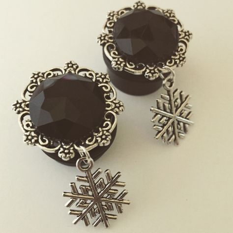 Gifts for her. Festive Snowflake girly dangle plugs ear gauges Gauges Jewelry, Dangle Plugs, Stretched Lobes, Wood Plugs, Organic Wood, Ear Gauges, Gauges Plugs, Ear Plugs, Tattoos And Piercings