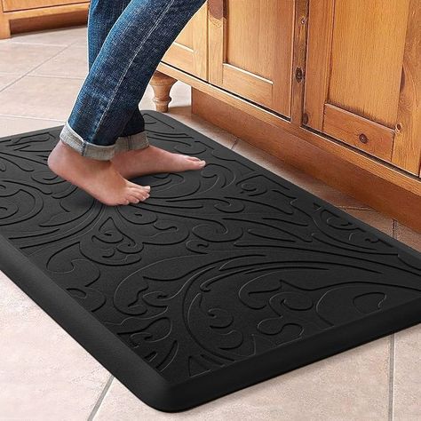 Amazon.com: KMAT Kitchen Mat Cushioned Anti-Fatigue Waterproof Non-Slip Standing Mat Ergonomic Comfort Rug for Home,Office,Sink,Laundry,Desk 17.3" (W) x 28"(L),Khaki : Home & Kitchen Wood Kitchen Floor, Rug For Home Office, Dark Wood Kitchen, Dark Wood Kitchens, Anti Fatigue Kitchen Mats, Standing Mat, Anti Fatigue Mat, Kitchen Mats, Work Station