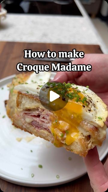 Croquet Madame Recipes, Croque Madame Sandwich, Croque Madam, Thom Bateman, Croque Madame Recipe, Croque Madame, Egg Breakfast, Batch Cooking, Food Stuff