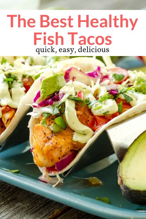 Parmesan Zucchini Chips, Healthy Fish Tacos, Cooked Fish, Hearty Food, Easy Fish Tacos, Wallpaper Food, Slender Kitchen, Avocado Crema, Fish Taco