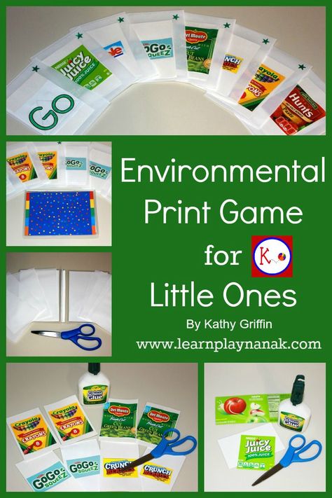 Easy DIY Environmental Print Game for Preschool and Kindergarten. Environmental Print Activities, Environmental Activities, Prek Literacy, Early Learning Ideas, Game For Preschool, Math Preschool, Emergent Literacy, Early Childhood Literacy, Pocket Charts