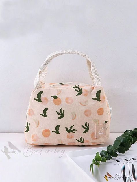 Bird in Bag - Reusable Thickened Aluminum Foil Lunch Box with Handle Pattern and Waterproof and Leakproof Features for Office Work, School, and Pic Container School, Fruit Lunch, Bento Bag, Reusable Lunch Bags, Bento Bags, Retro Purse, Food Bag, Lunch Box Bag, Lunch Containers