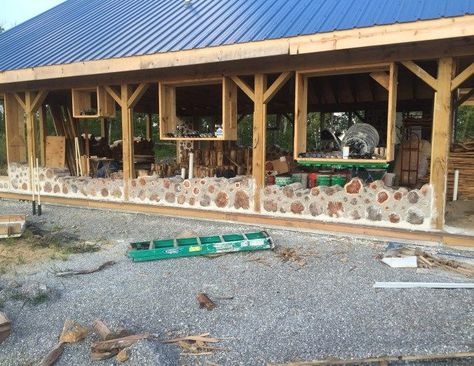 Cordwood Wall, Cordwood Homes, Eco Homes, Cord Wood, Earth Homes, Progress Report, Wood Ideas, Earthship, Courtyard House