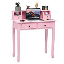 Check this out! Pink Home Office, Pink Vanity, Table Computer, Cozy Office, Smart Organization, Desk With Hutch, Desk Writing, Desk Hutch, Wood Room