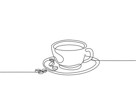 Line Coffee Art, Coffee Bean Drawing Simple, Line Art Coffee Cup, Coffee Bean Line Art, Coffee Minimalist Drawing, Drinking Coffee Drawing, Coffee Tattoo Minimalist, Coffee Line Art, Coffee Sketch