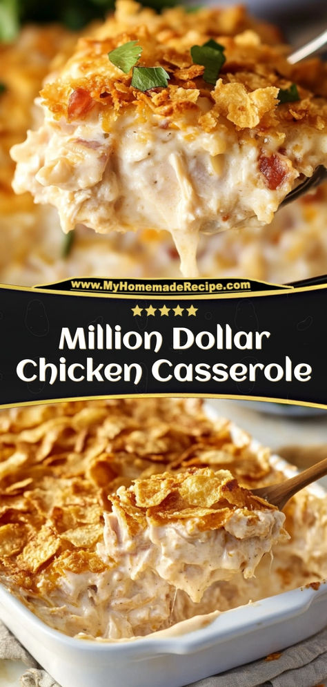 This Million Dollar Chicken Casserole is creamy, cheesy, and packed with tender chicken for a rich and comforting meal perfect for busy nights!

Ingredients:

2 cups cooked chicken, shredded
1 cup cream cheese
1 cup sour cream
1/2 cup shredded cheddar cheese
A hearty and indulgent casserole that’s always a crowd-pleaser Sour Cream Chicken Casserole, Shredded Chicken Casserole, Million Dollar Chicken Casserole, Million Dollar Chicken, Creamy Chicken Casserole, Chicken Shredded, Sour Cream Chicken, Oven Baked Recipes, Comfort Casseroles