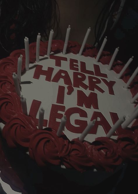 Tell Harry I’m legal- Harry Styles cake 18th Birthday Cake Harry Styles, Harry Styles Themed Birthday Cake, Harry Styles Birthday Theme, Harry Styles Bday Cake, Tell Them I’m Legal Cake, Harry Styles Cake Ideas, Harry Styles Themed Cake, Harry Styles Cake Ideas Birthday, Harry Styles Inspired Cake